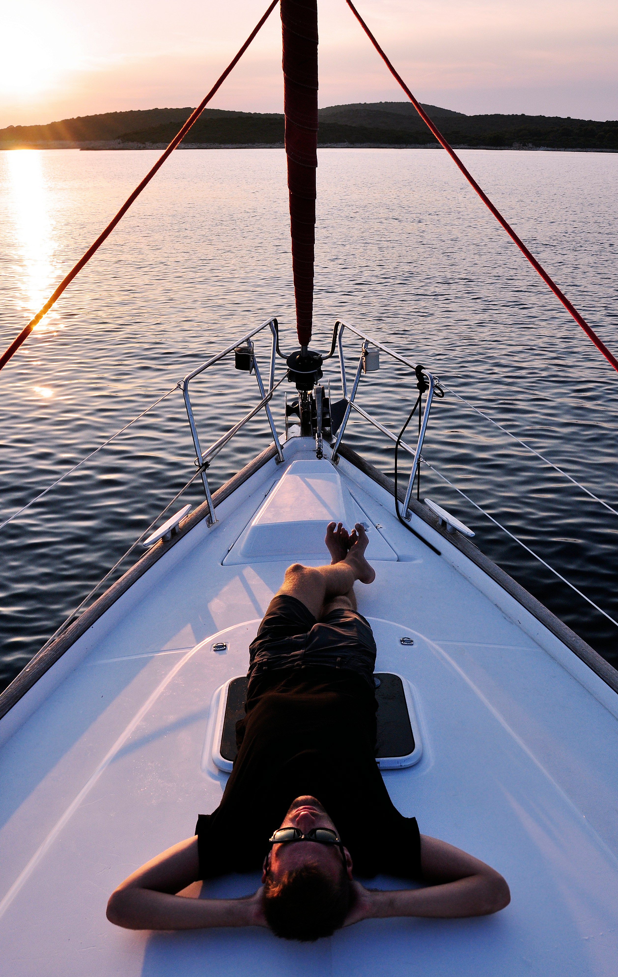Luxury yacht sailing on open water